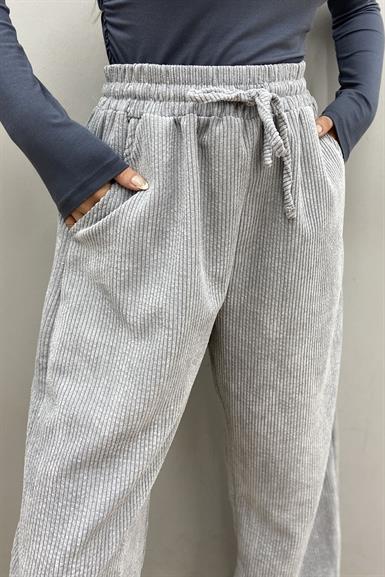 BEL LASTİKLİ KADİFE PANTOLON