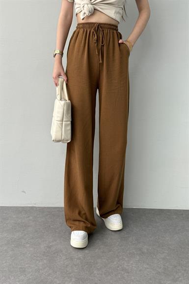 BEL LASTİKLİ KETEN PANTOLON