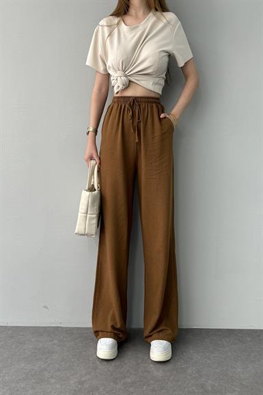 BEL LASTİKLİ KETEN PANTOLON
