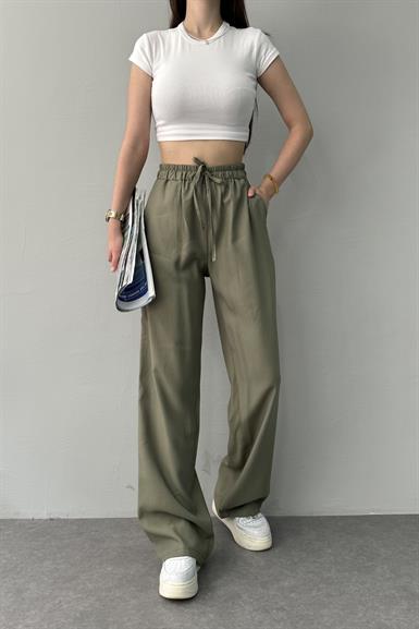 BEL LASTİKLİ KETEN PANTOLON