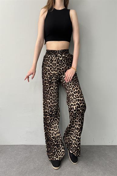 BEL LASTİKLİ LEOPAR PANTOLON