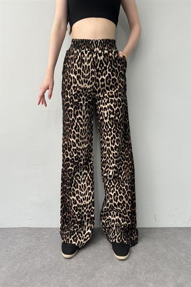 BEL LASTİKLİ LEOPAR PANTOLON