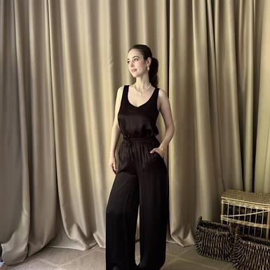 BEL LASTİKLİ SATEN PANTOLON