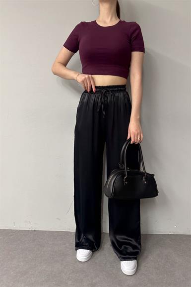 BEL LASTİKLİ SATEN PANTOLON