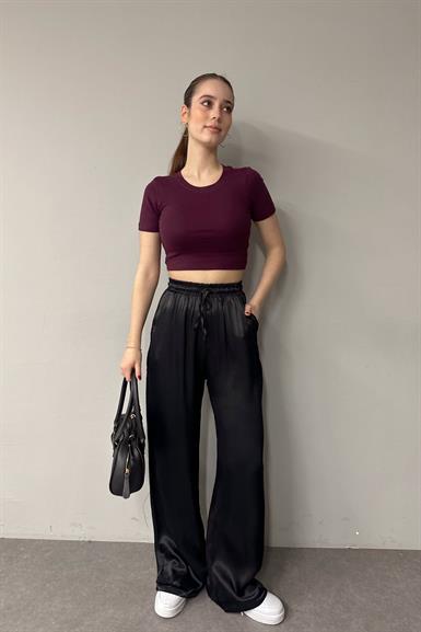 BEL LASTİKLİ SATEN PANTOLON