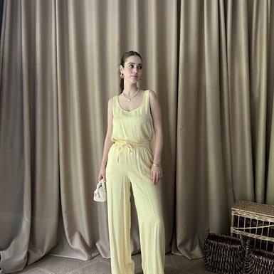 BEL LASTİKLİ SATEN PANTOLON