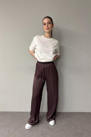 BEL LASTİKLİ SATEN PANTOLON