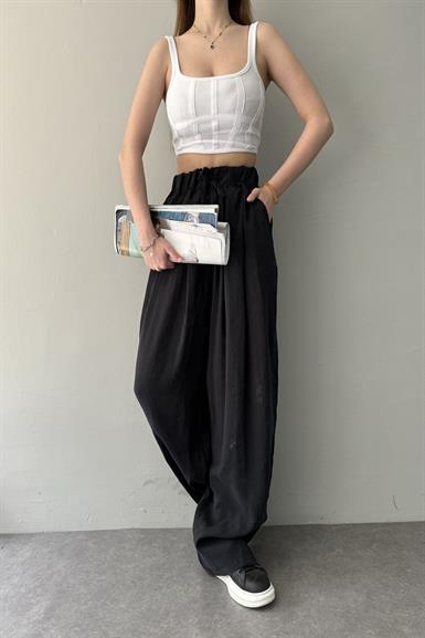 BEL LASTİKLİ TENCEL BOL  PANTOLON