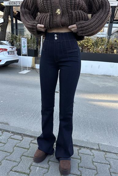 BEL PENS DETAYLI İSPANYOL PAÇA KOT PANTOLON