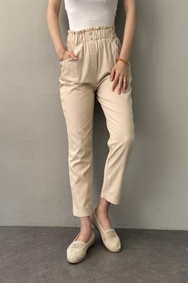BELİ LASTİKLİ GABARDİN PANTOLON