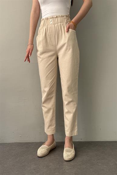 BELİ LASTİKLİ GABARDİN PANTOLON