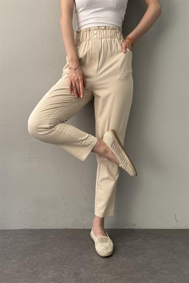 BELİ LASTİKLİ GABARDİN PANTOLON