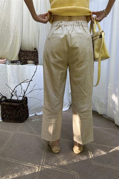 BELİ LASTİKLİ KETEN PANTOLON