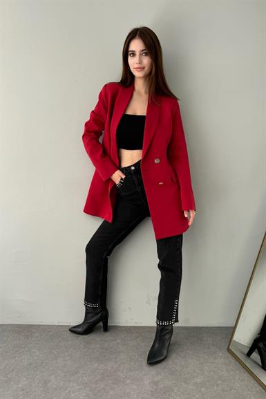 CEPLERİ VE PAÇALARI TAŞLI MOM FİT KOT PANTOLON