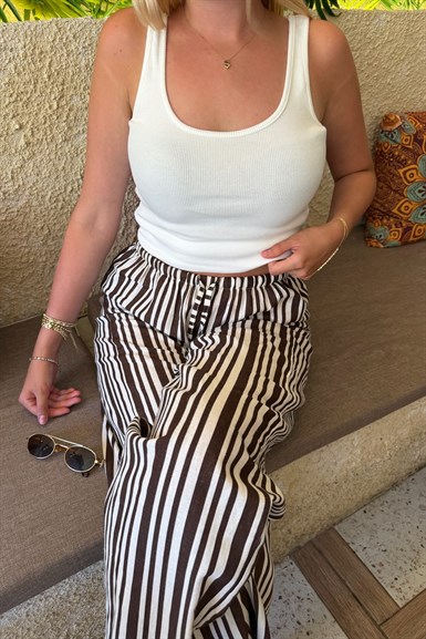 ÇİZGİLİ KETEN PANTOLON