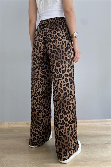 KAHVE LEOPAR DESENLİ BOL PANTOLON