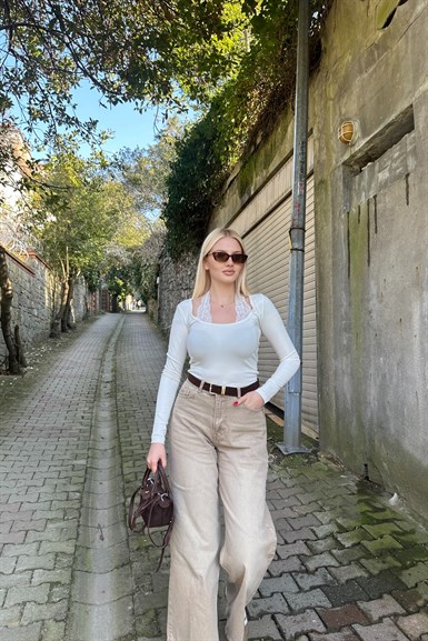 KEMER DETAYLI KOT PANTOLON