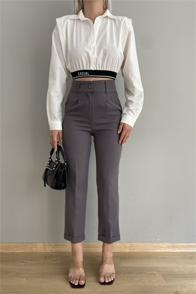 KEMERİ TEK PİLE DUBLE PAÇA PANTOLON