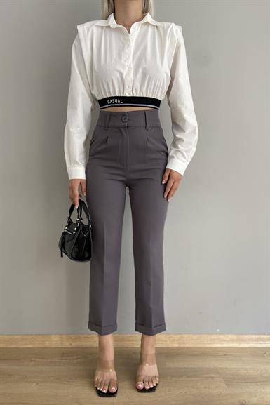 KEMERİ TEK PİLE DUBLE PAÇA PANTOLON