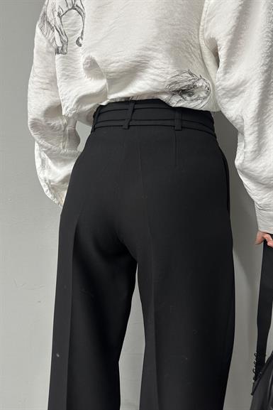 KEMERLİ GENİŞ PAÇA PANTOLON
