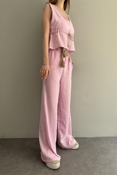 KEMERLİ KETEN PANTOLON