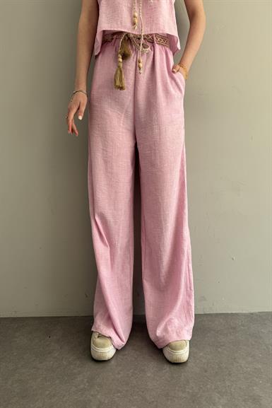 KEMERLİ KETEN PANTOLON