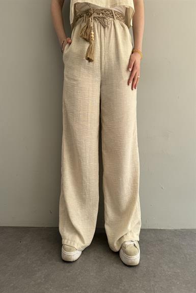 KEMERLİ KETEN PANTOLON