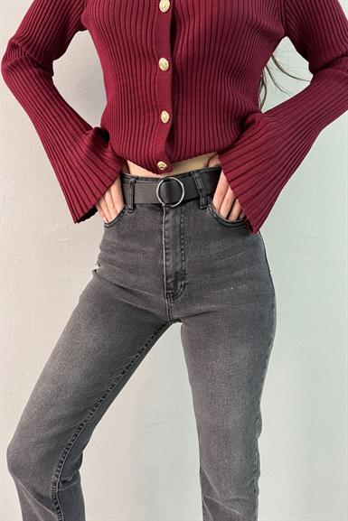 KEMERLİ PAÇA UCU KESİK PANTOLON