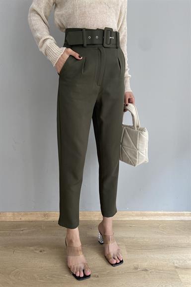 KEMERLİ TEK PİLE PANTALON