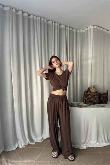 LASTİKLİ GENİŞ PAÇA MODAL PANTOLON