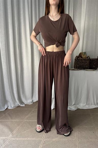 LASTİKLİ GENİŞ PAÇA MODAL PANTOLON