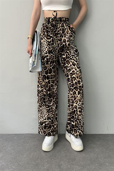 LEOPAR DESEN BAĞCIKLI PANTOLON