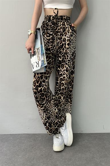 LEOPAR DESEN BAĞCIKLI PANTOLON