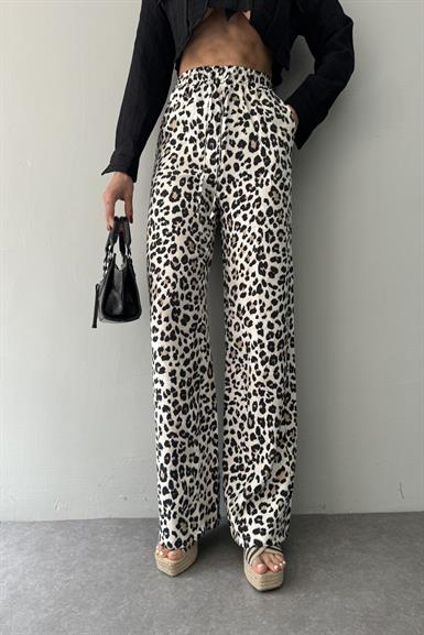 LEOPAR DESEN BEL BAĞCIKLI BOL PANTOLON