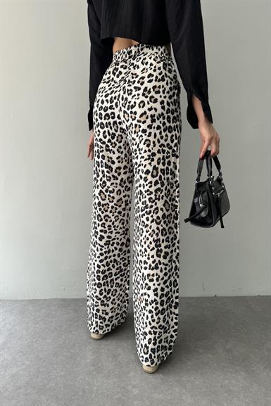 LEOPAR DESEN BEL BAĞCIKLI BOL PANTOLON