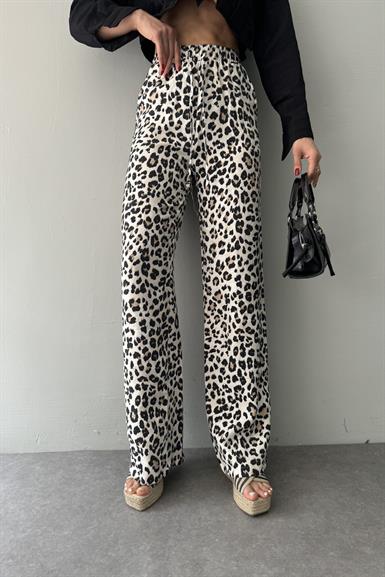 LEOPAR DESEN BEL BAĞCIKLI BOL PANTOLON