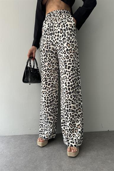 LEOPAR DESEN BEL BAĞCIKLI BOL PANTOLON