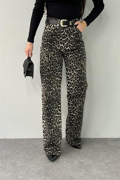 LEOPAR DESEN GABARDİN PANTOLON