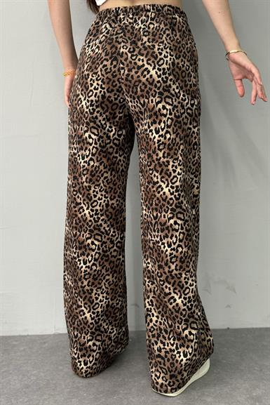 LEOPAR DESEN GABARDİN PANTOLON