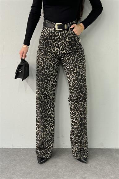 LEOPAR DESEN GABARDİN PANTOLON