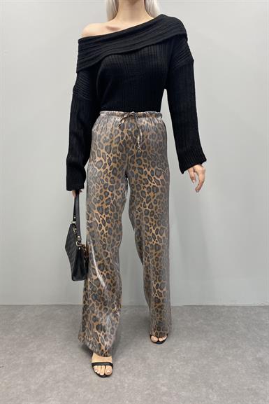 LEOPAR DESEN PARLAK PANTOLON