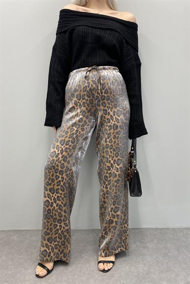 LEOPAR DESEN PARLAK PANTOLON