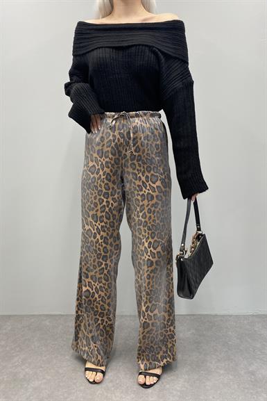 LEOPAR DESEN PARLAK PANTOLON