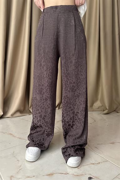 LEOPAR DESEN SATEN PANTOLON