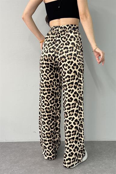 LEOPAR DESEN SATEN PANTOLON