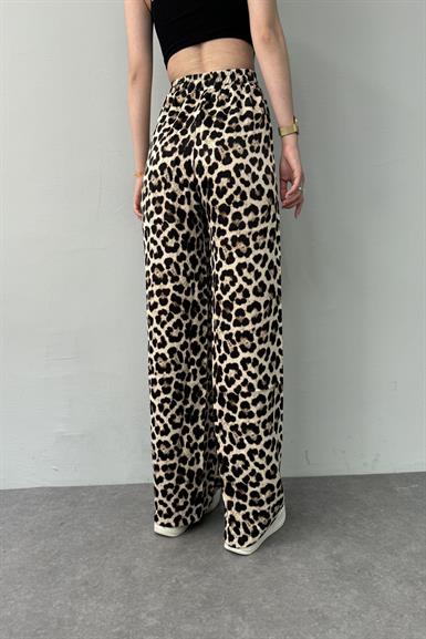 LEOPAR DESEN SATEN PANTOLON