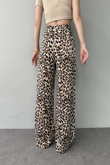 LEOPAR DESEN SATEN PANTOLON