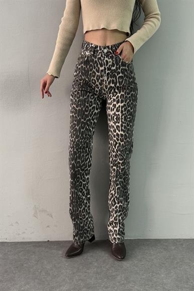 LEOPAR DESEN STİGHT PANTOLON