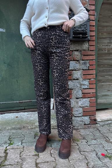 LEOPAR DESEN STRİGHT PANTOLON