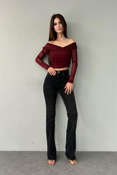 LİKRALI FLARE KOT PANTOLON